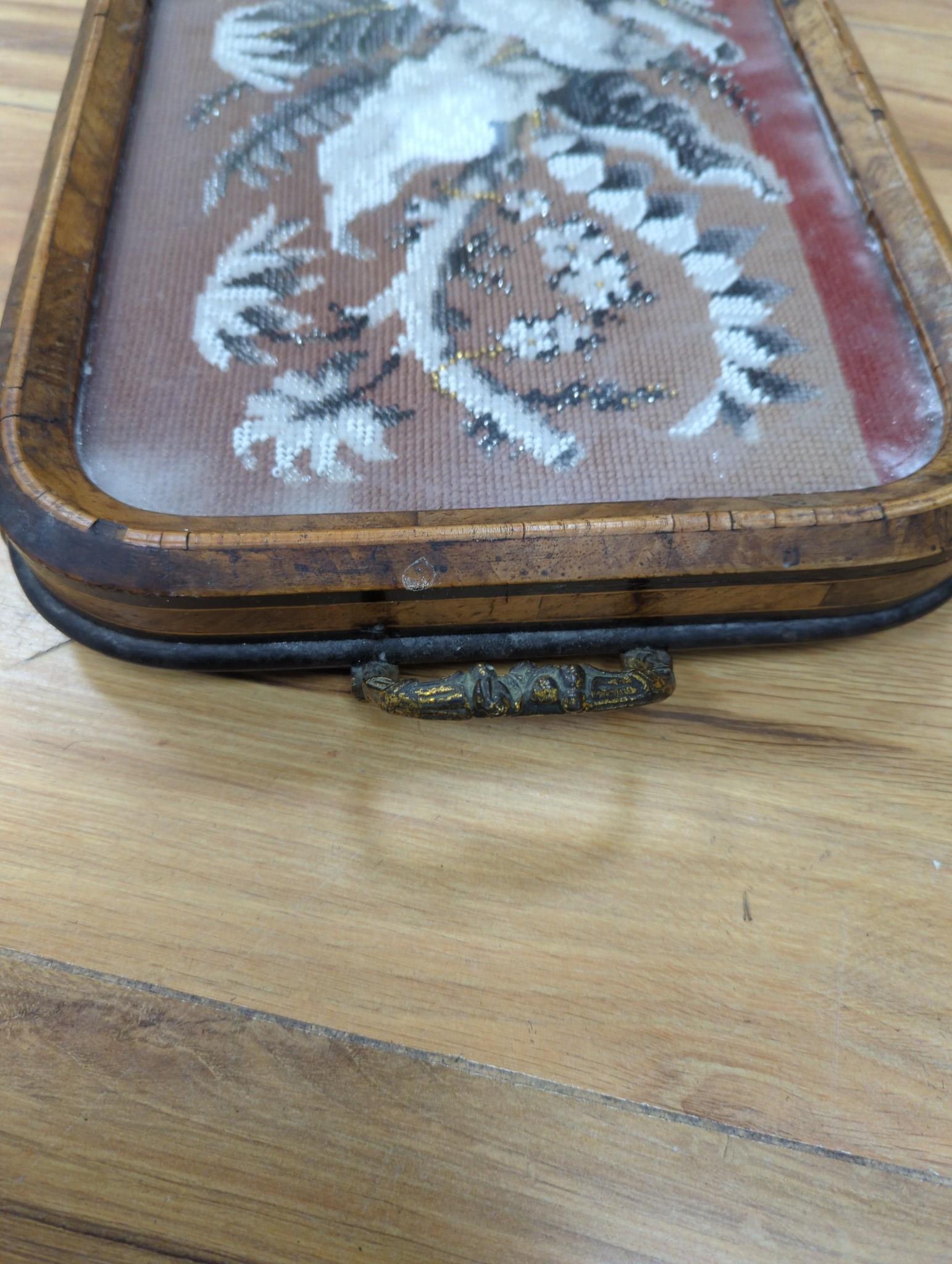 A Victorian beadwork tray